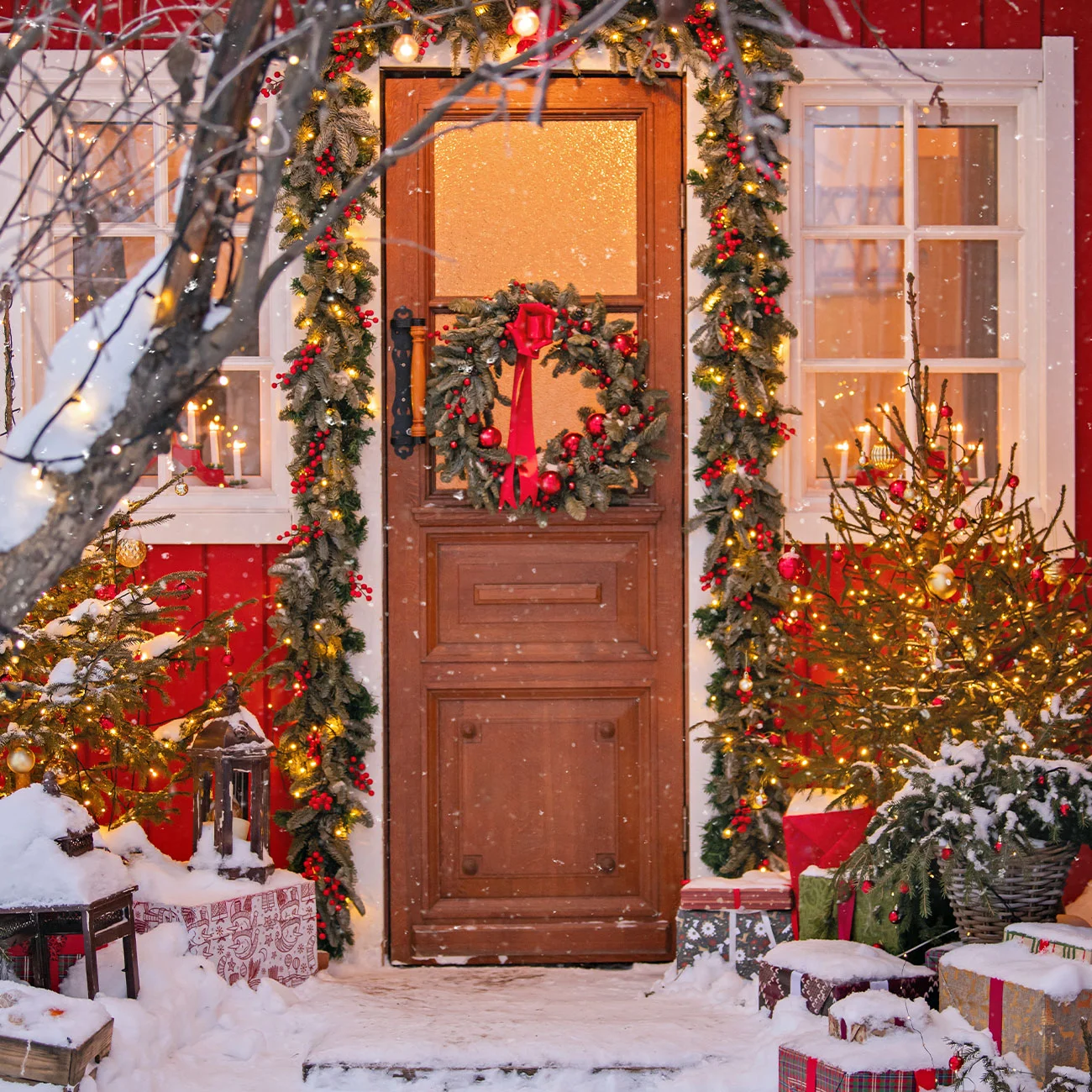 holiday hosting festive door for guests arrival