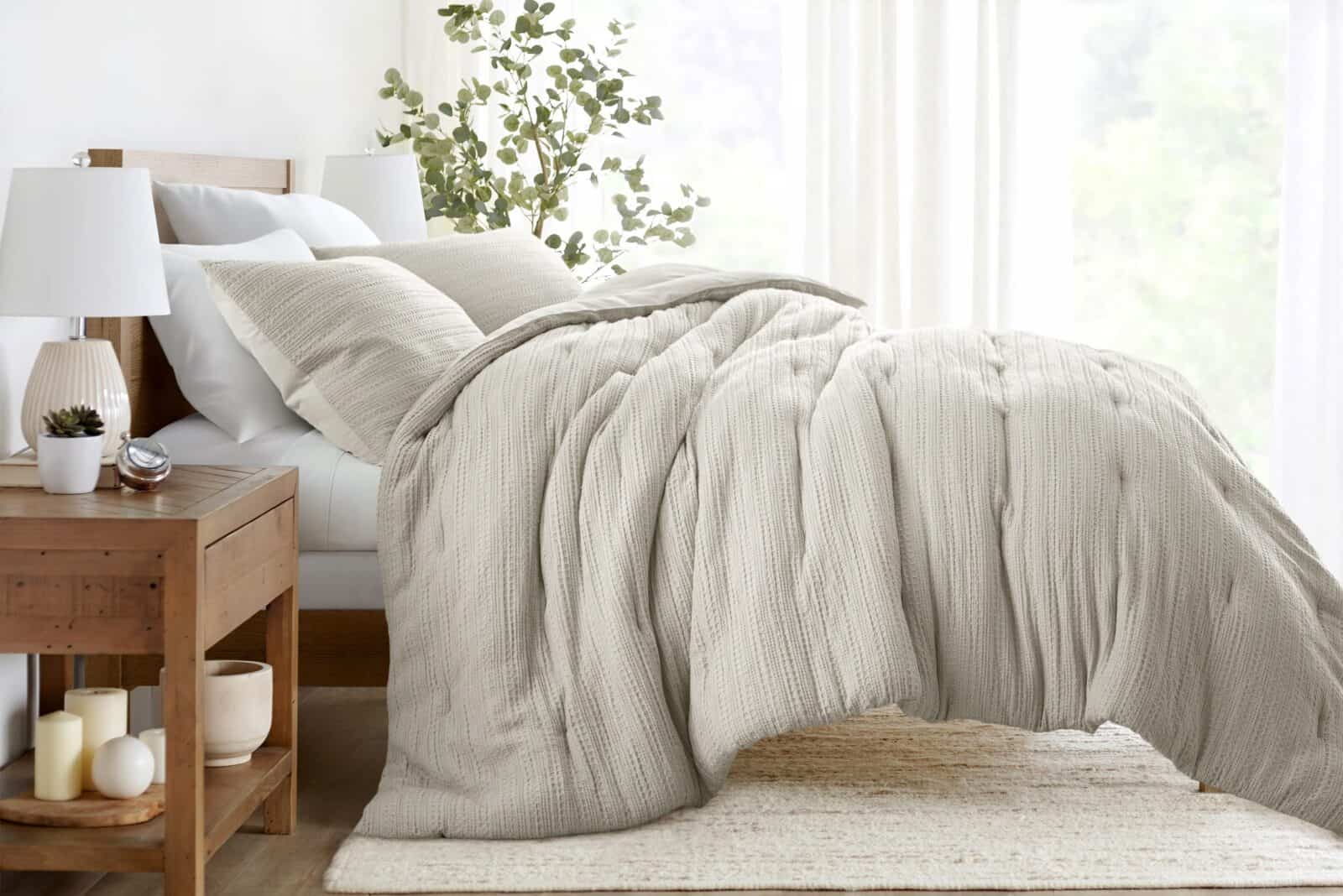 Janzaa Queen Comforter Set Taupe Comforter,3 PCS Bedding Sets Floral  Comforter S