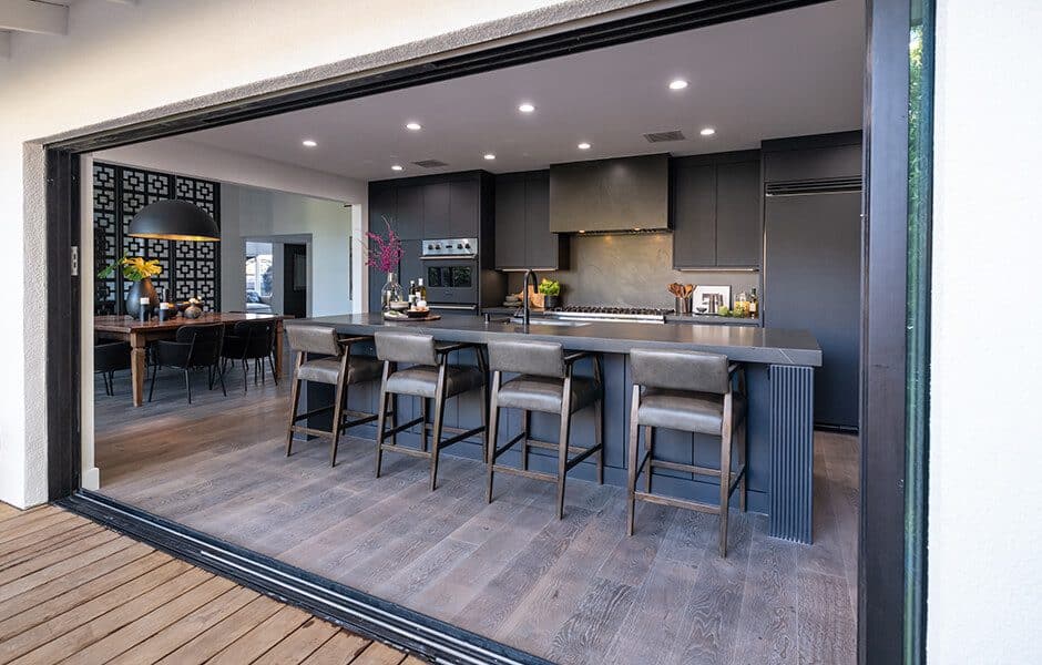 Modern open kitchen with island and dining area