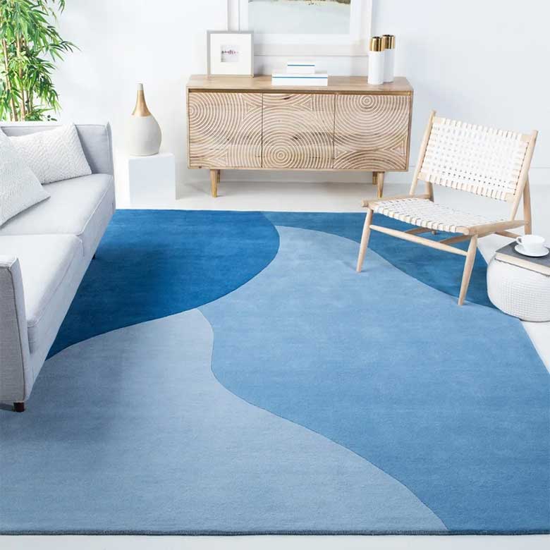 blue geometric area rug