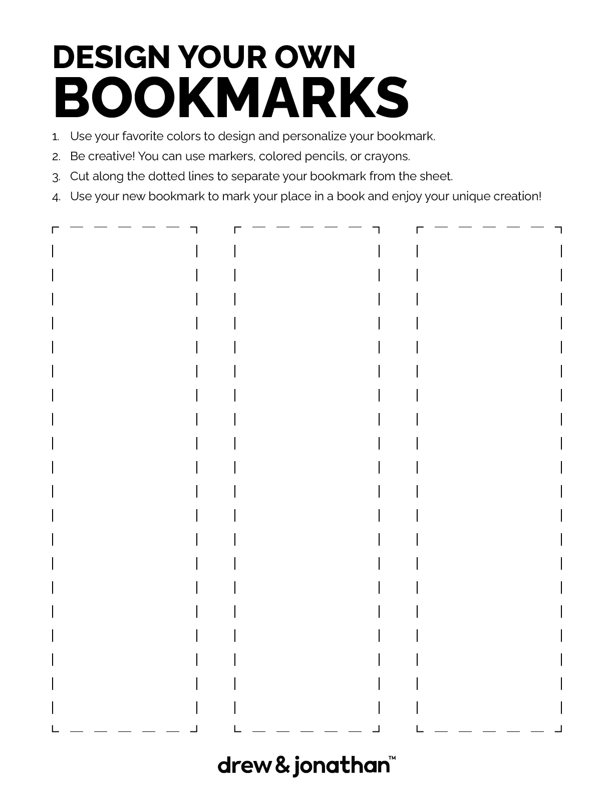 free design your own bookmarks template for kids