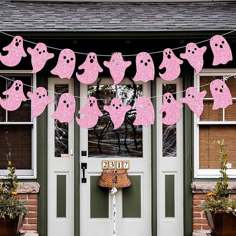 pink halloween ghost decor