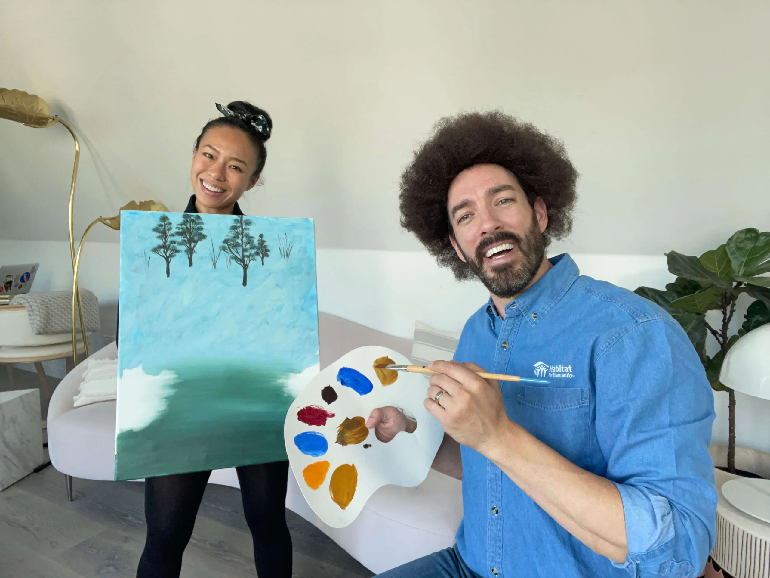 bob ross and a painting couple costume