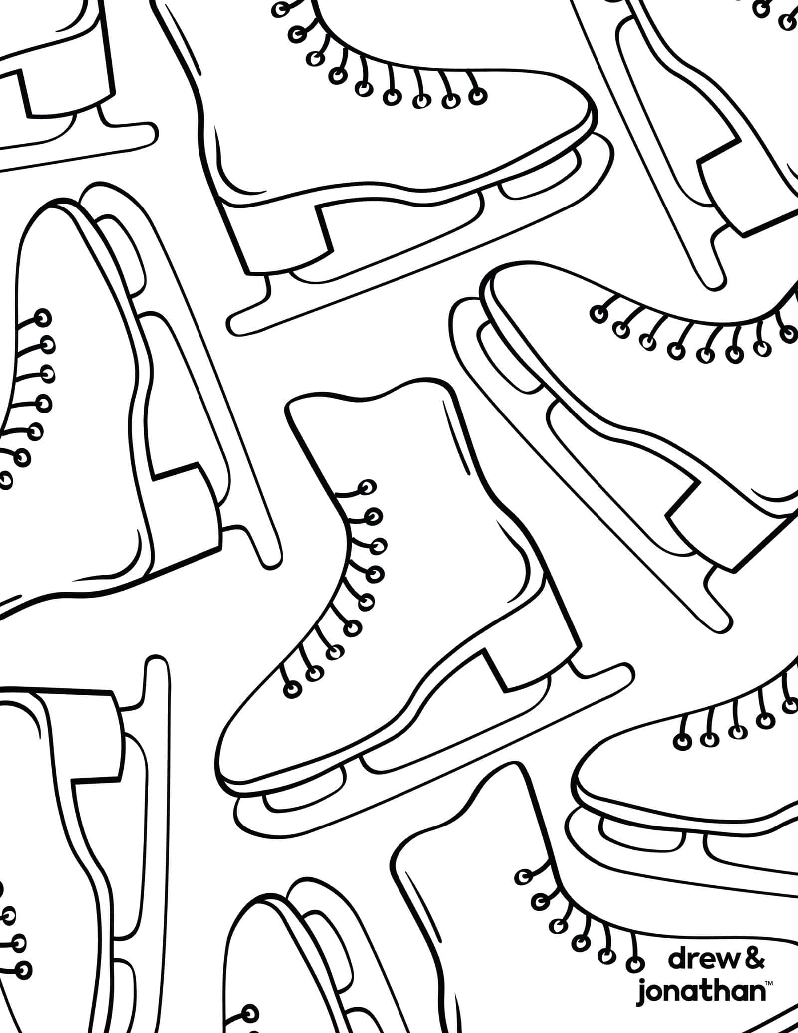 free printable ice skates coloring page