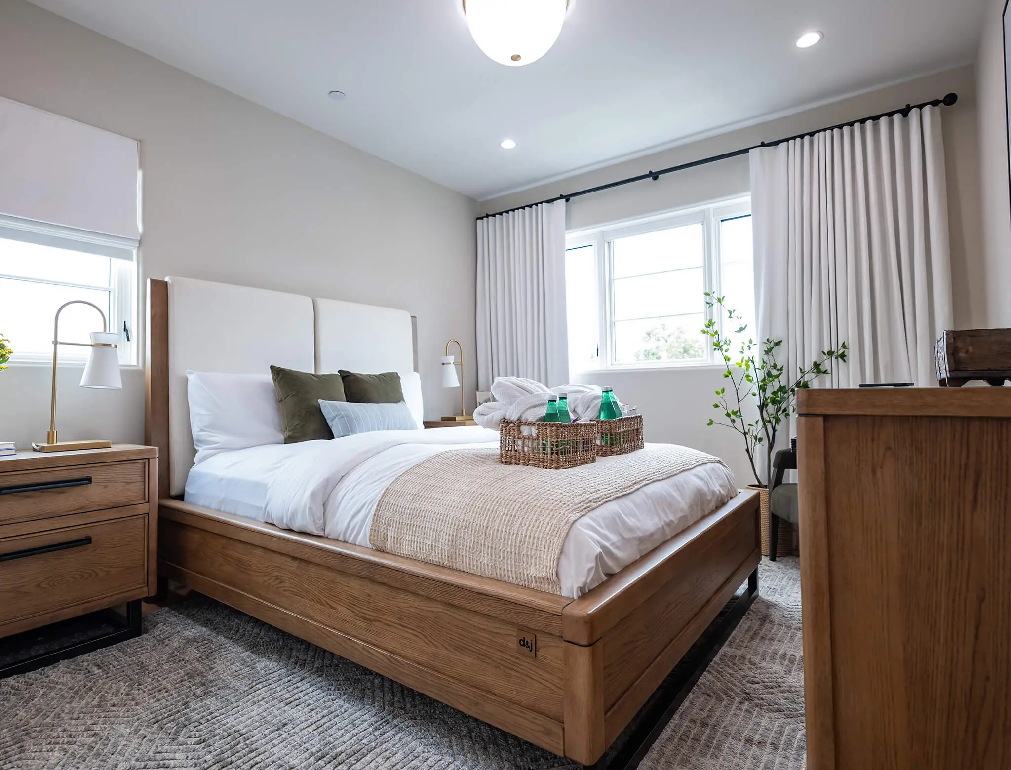 serene and calm bedroom with neutral features and natural elements