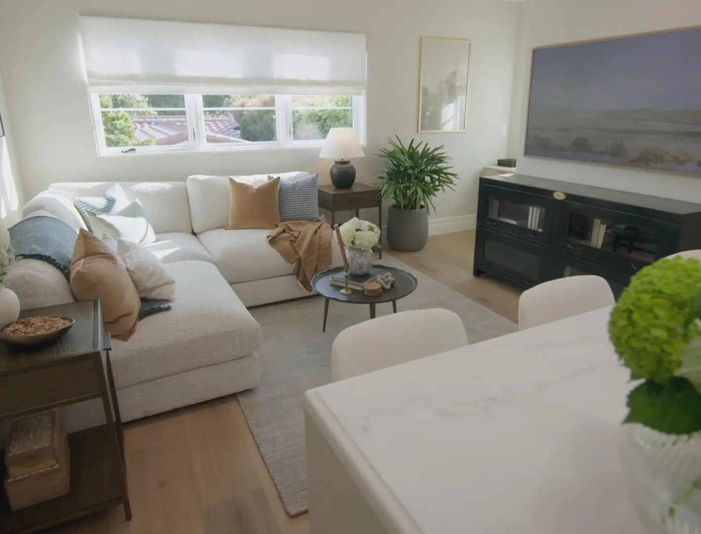 gorgeous and comfy living room with welcoming furniture