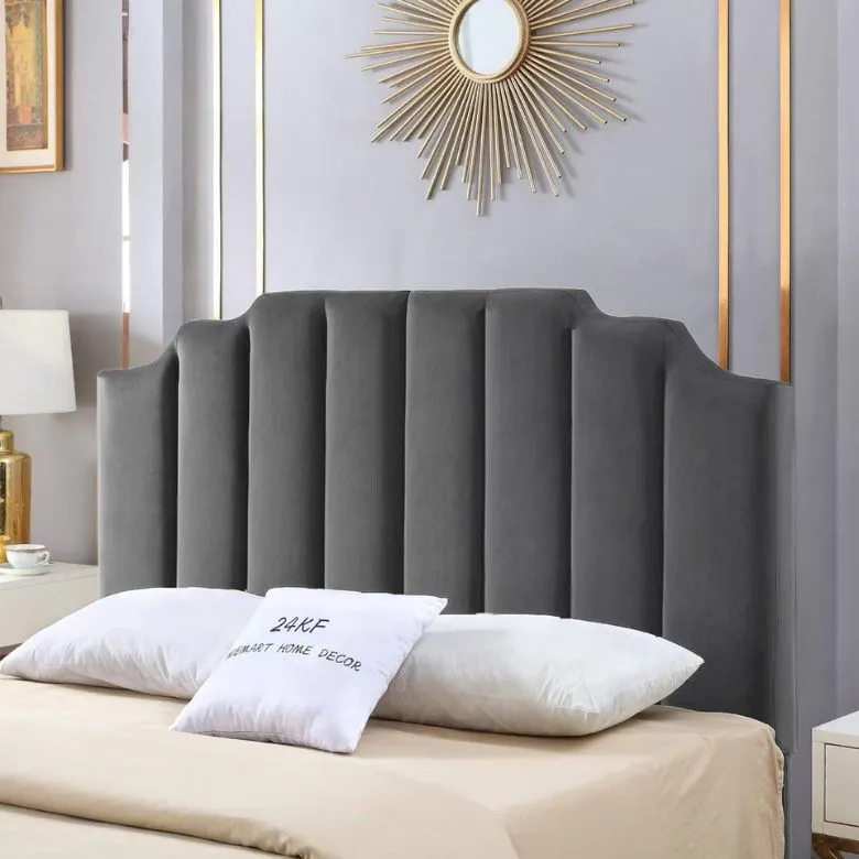 gray velvet headboard