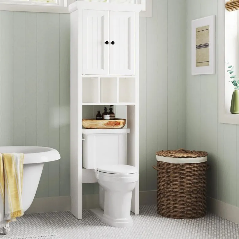 white over-the-toilet storage cabinet