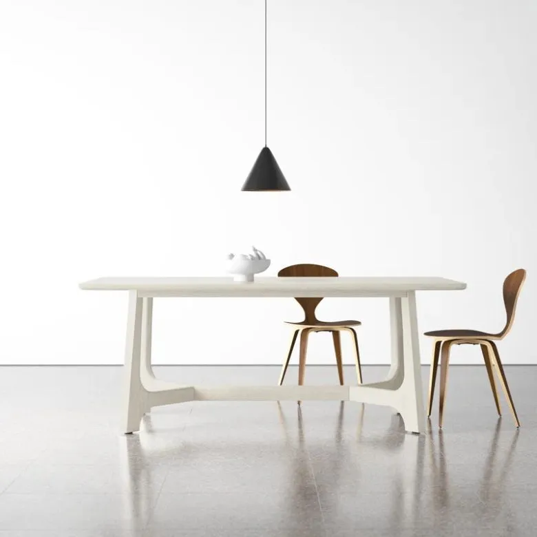 white rectangle dining table