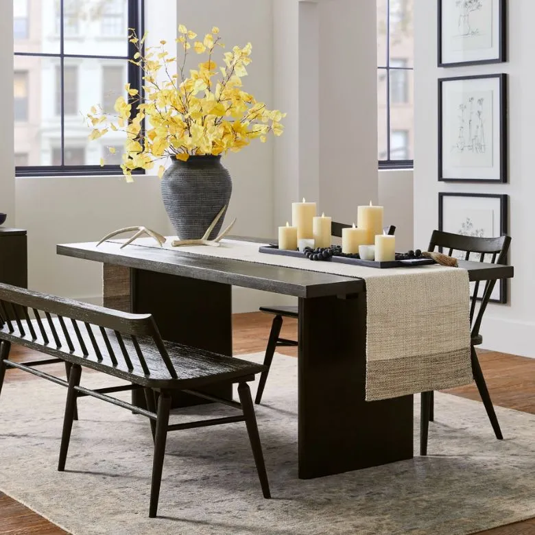 black rectangle pedestal dining table