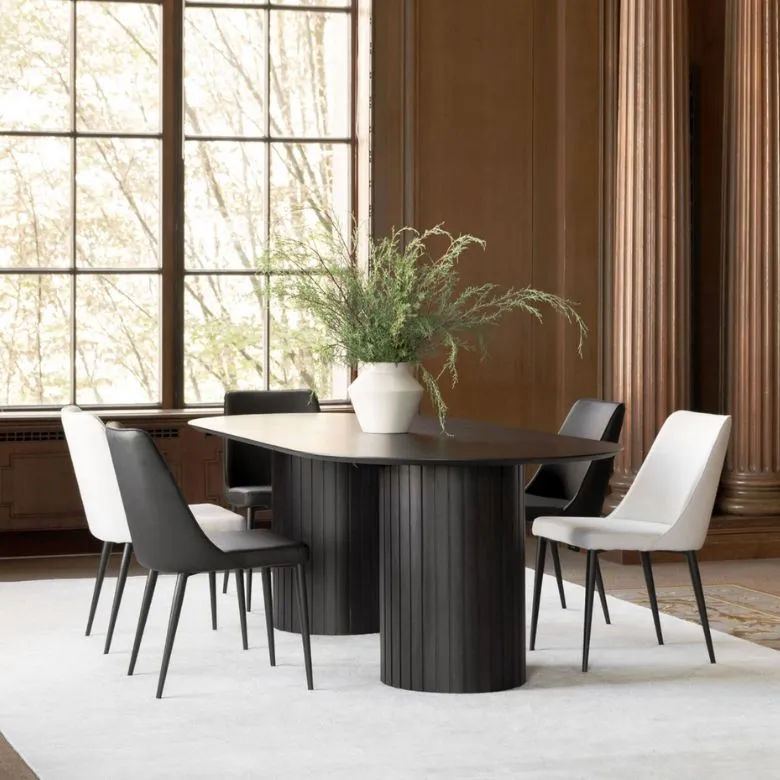 black oval pedestal dining table