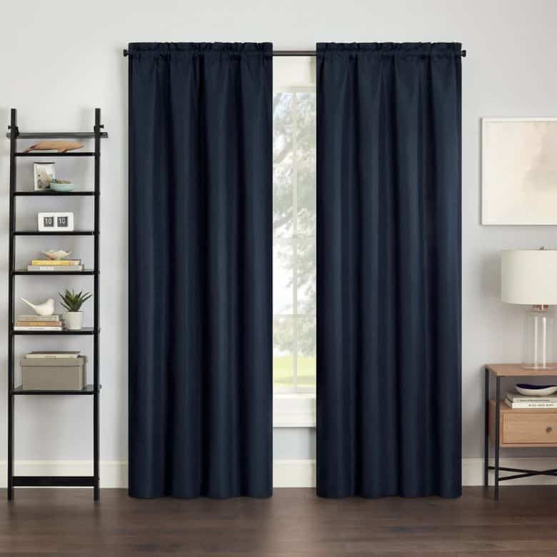 navy blue blackout curtains