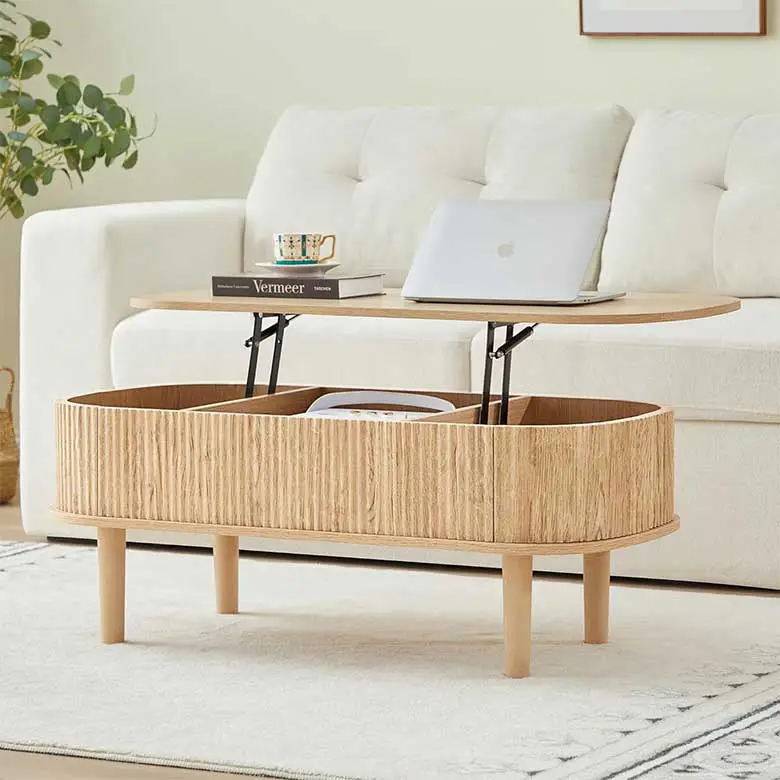 fluted lift top coffee table