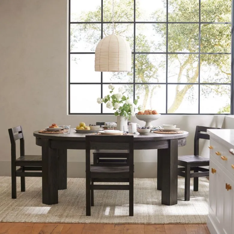 black oval dining table