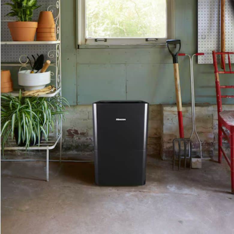 black dehumidifier in garage