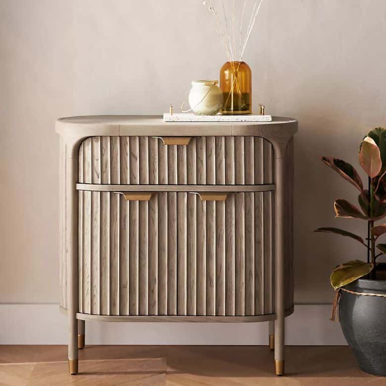 fluted entryway cabinet with drawers