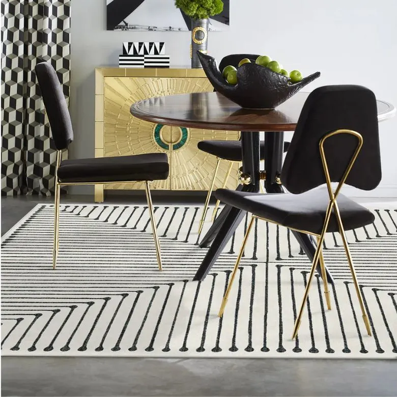 black and white abstract area rug