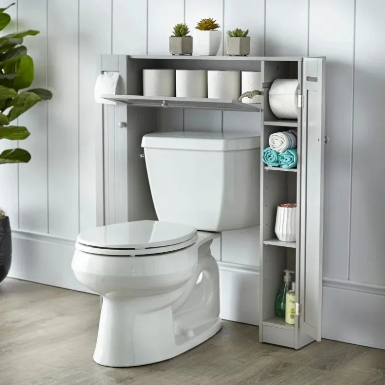 freestanding over-the-toilet shelf and cabinet