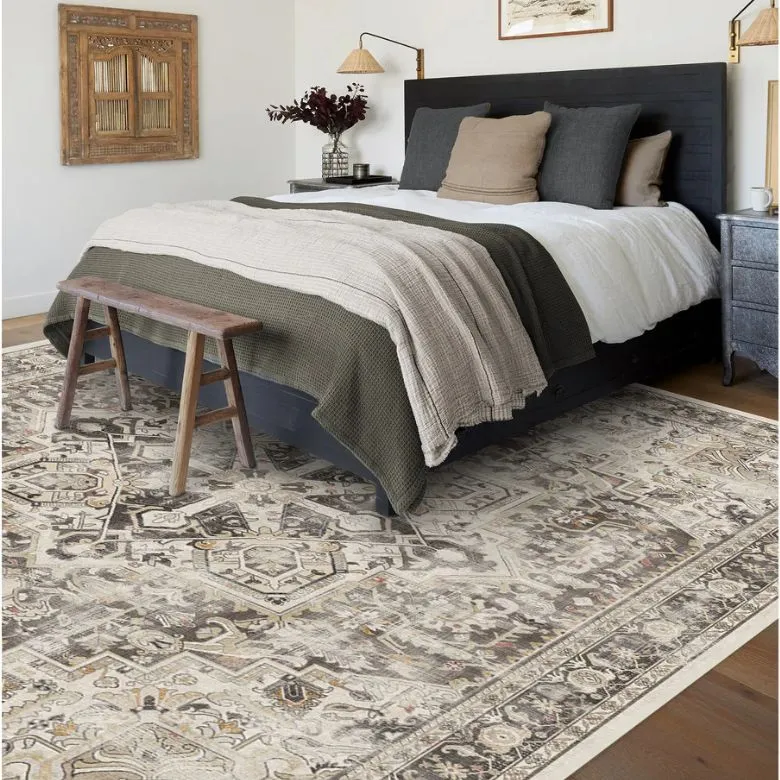 persian style area rug in bedroom