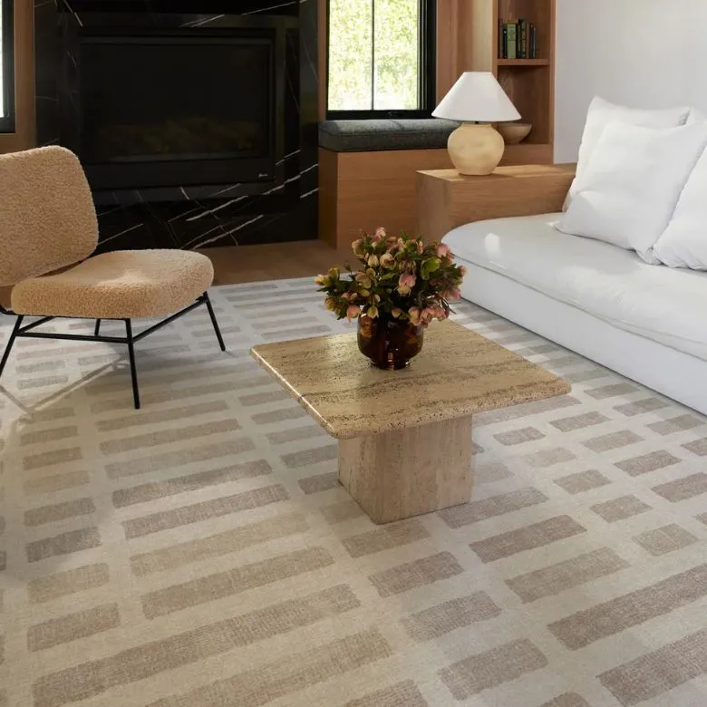 neutral geometric area rug