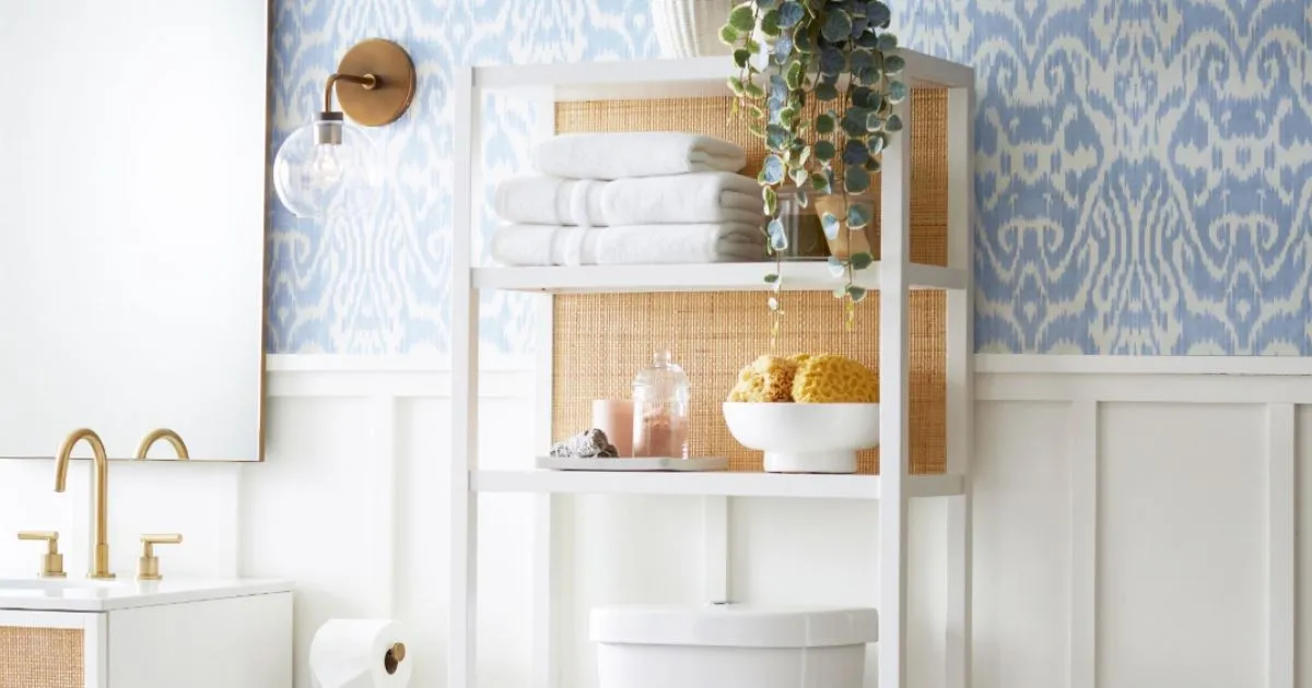 styled over-the-toilet shelves