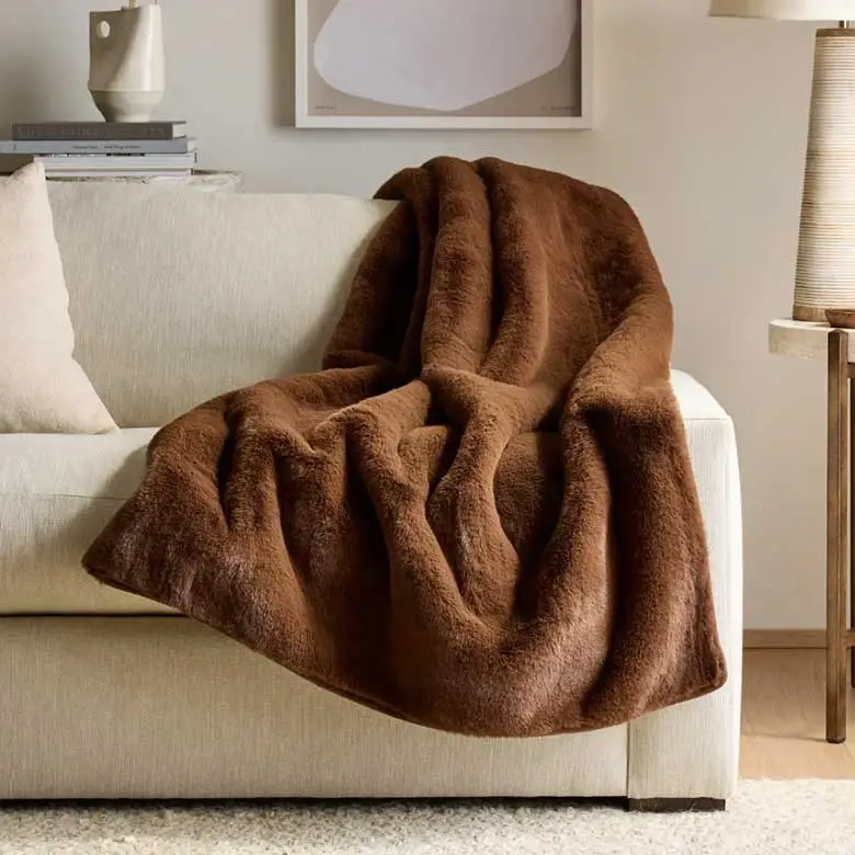 quince cozy faux fur blanket