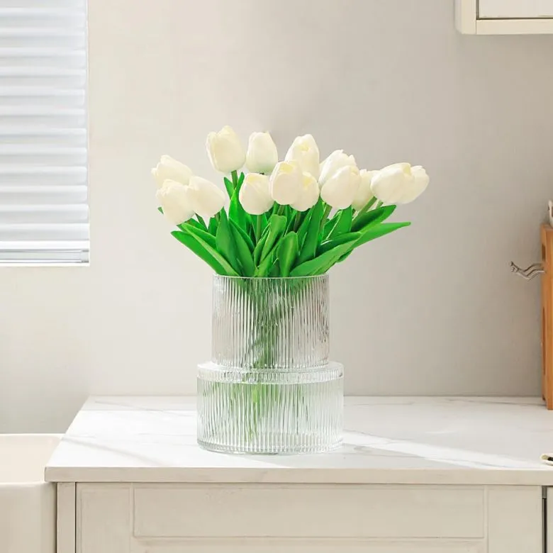 ribbed glass vase