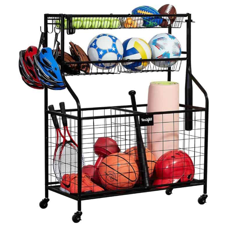 sports equipment storage cart