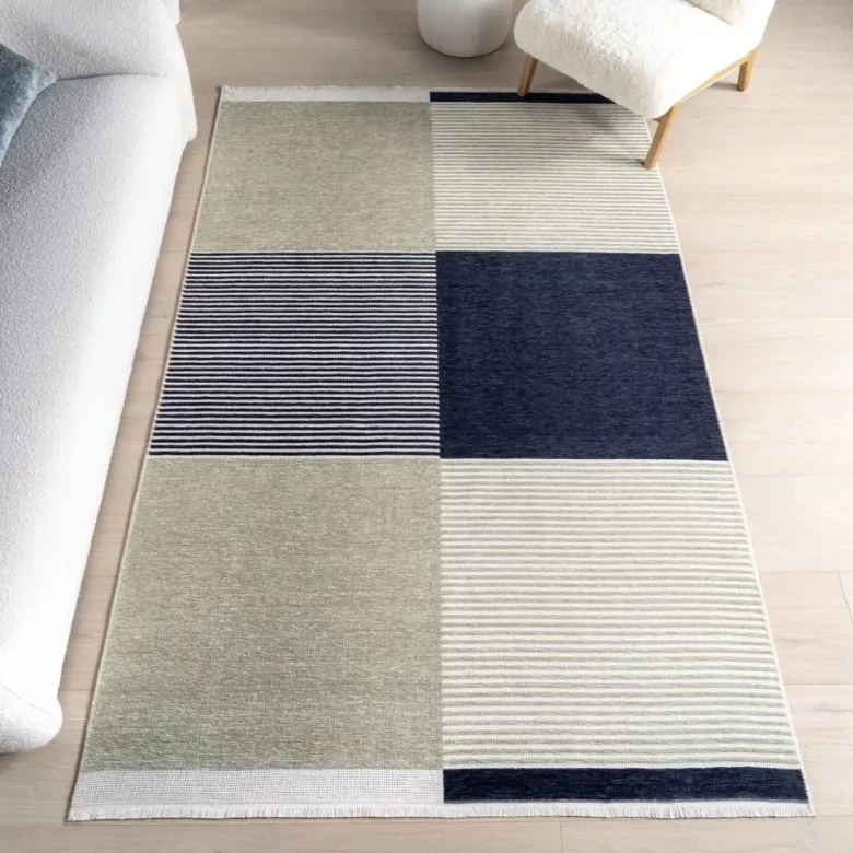 neutral color blocking area rug