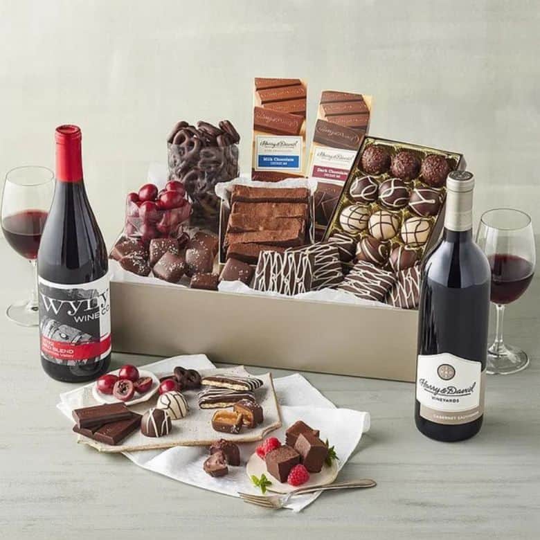 wine and chocolate gift box