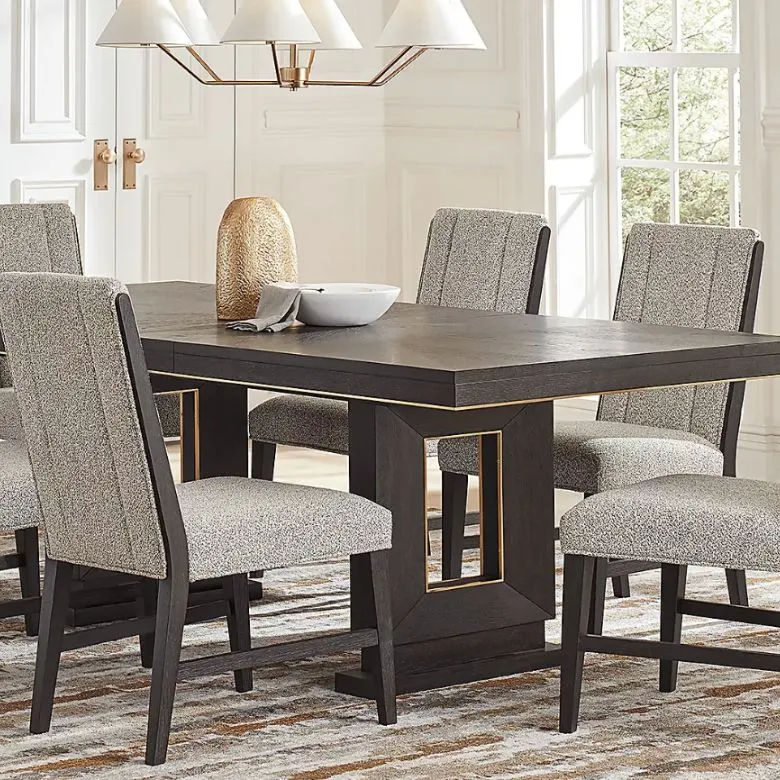 black rectangle pedestal dining table