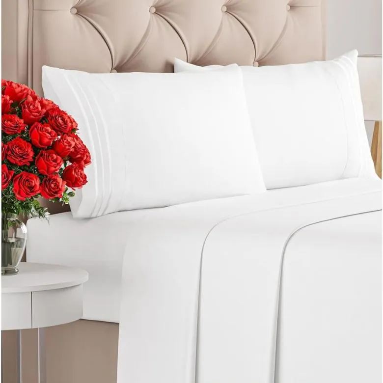 white cooling bed sheets set