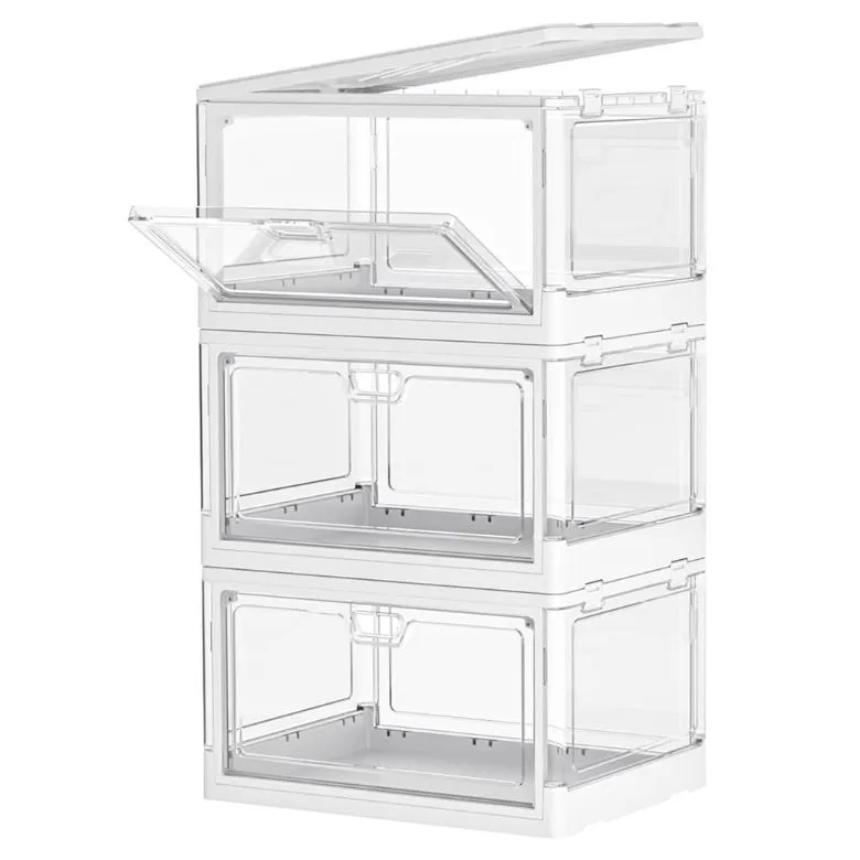 clear plastic stackable storage bins