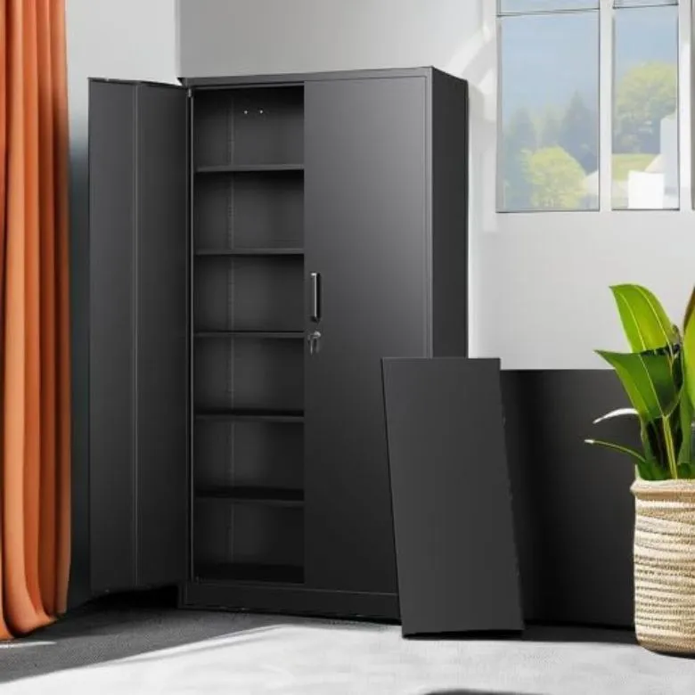 black metal storage cabinet