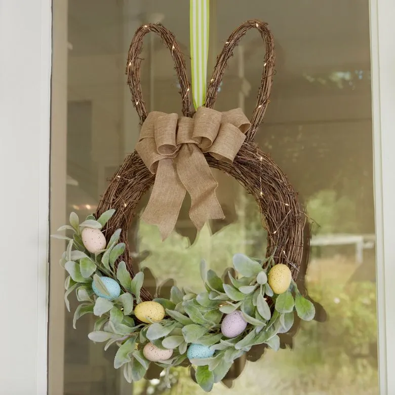 bunny-shaped light up wreath