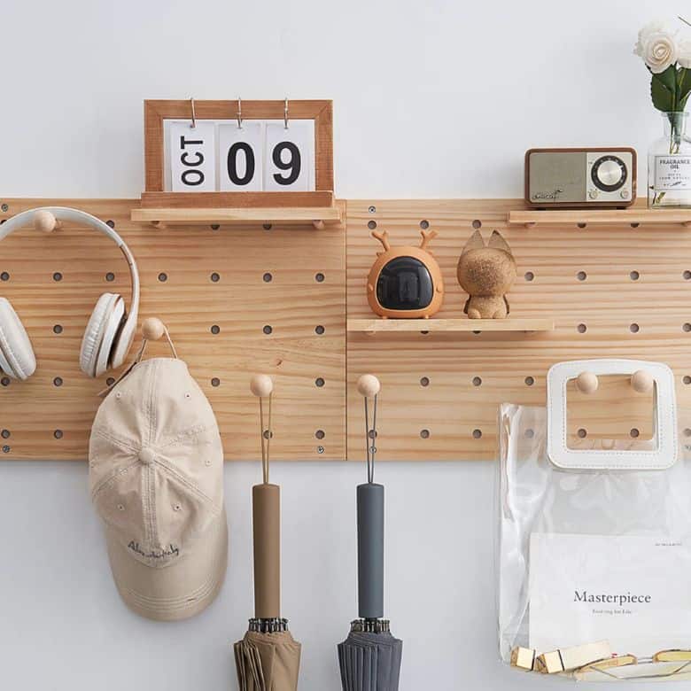 wooden wall mounted peg board