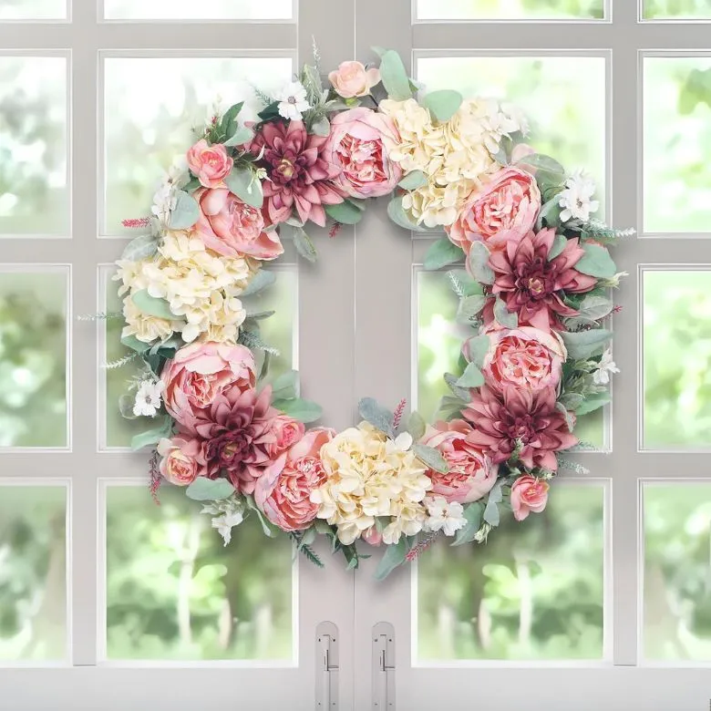 pink peony wreath