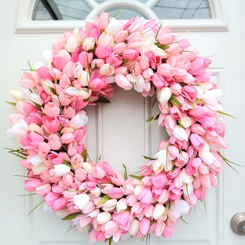 pink tulip wreath