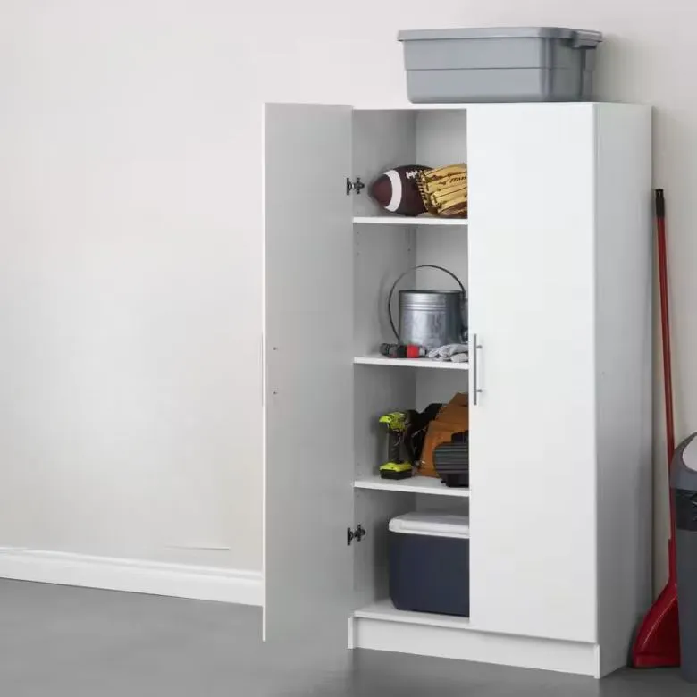 white freestanding garage cabinet